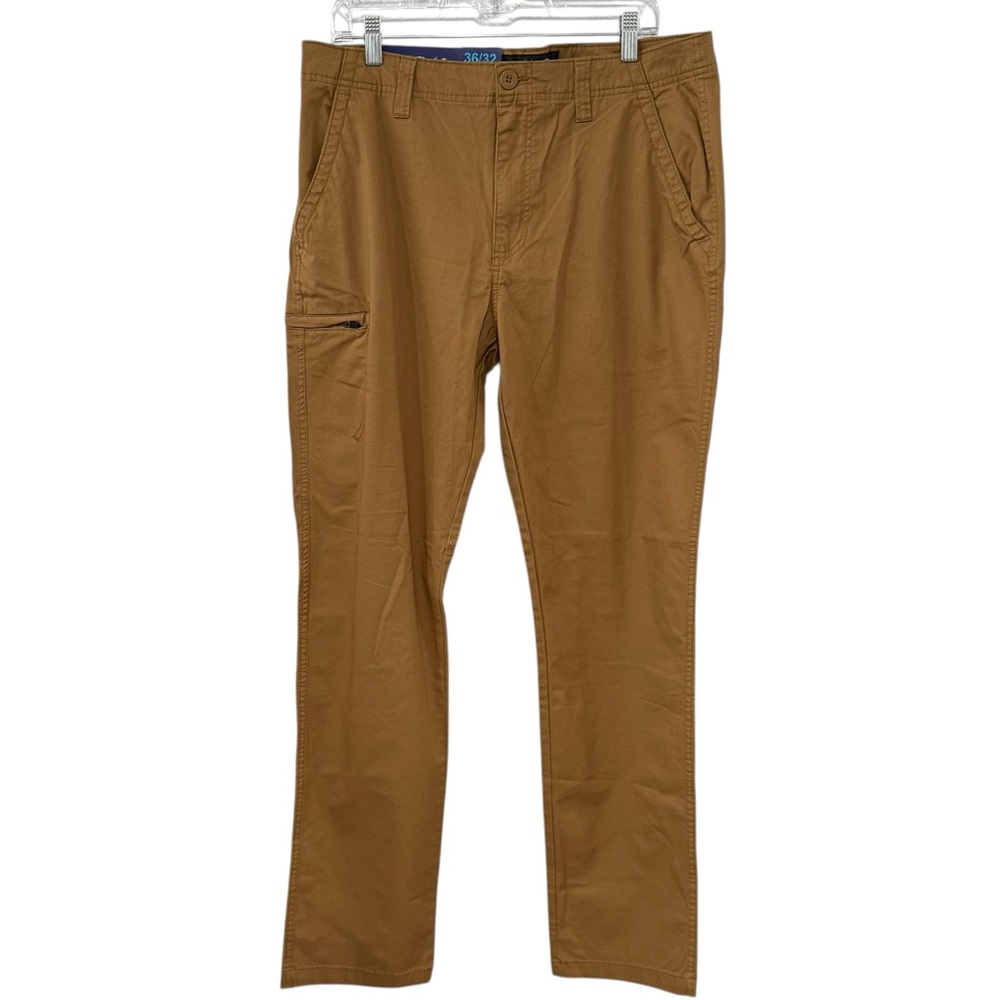 NWT Plugg Men’s 36x32 Desert Camel Khaki Utility Stretch Pants Straight Leg
